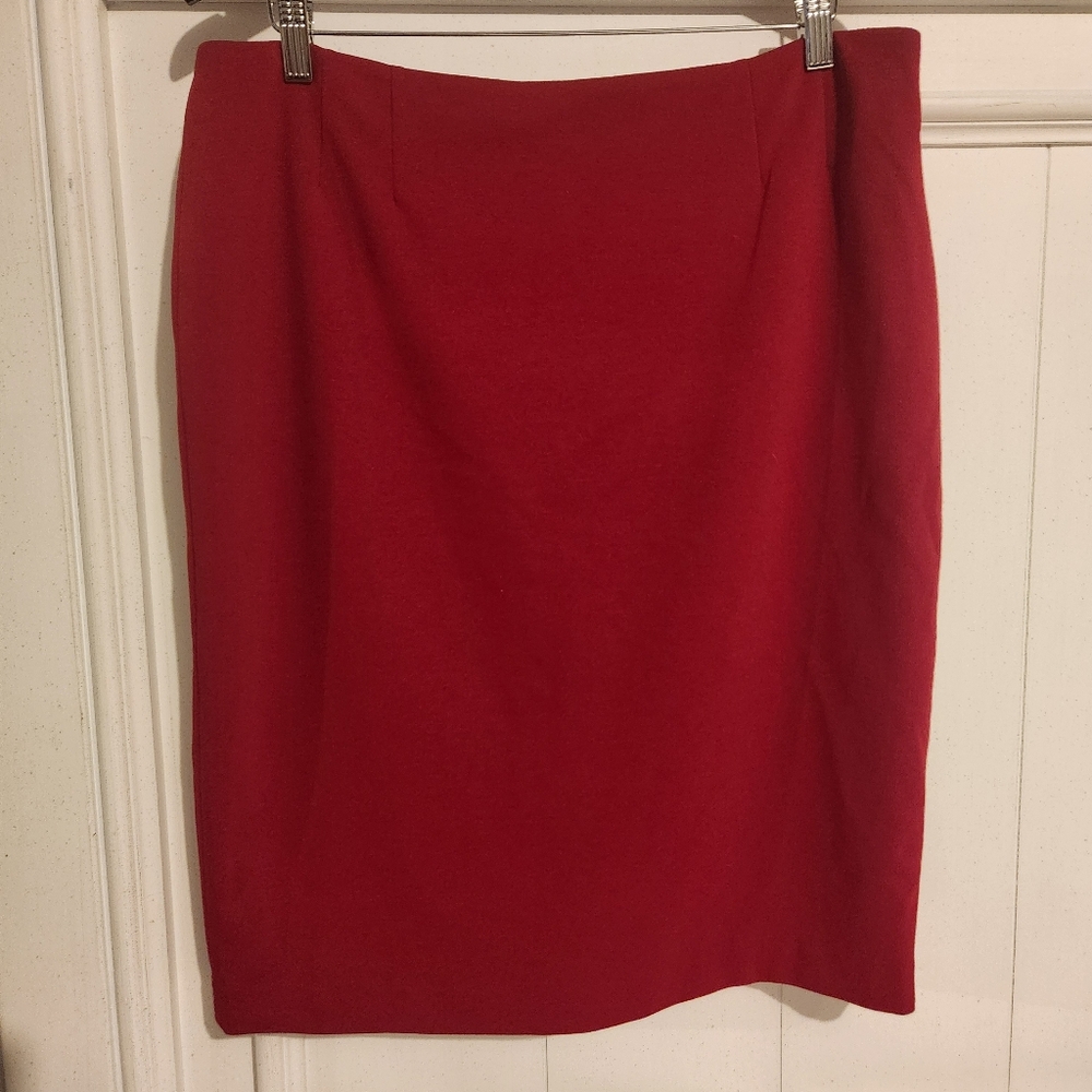 Vintage Kasper Wool Red Skirt Size 14